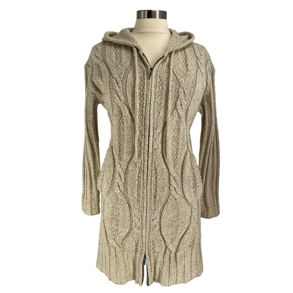 J. JILL Cable Knit Hooded Zip Cardigan Sweater XS - Picture 3 of 9
